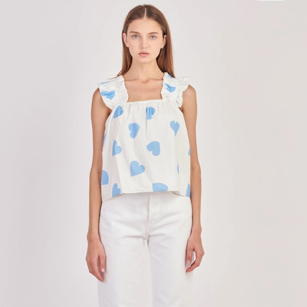 English Factory Heart Shaped Ruffled Strap Top - Picture 2 of 7